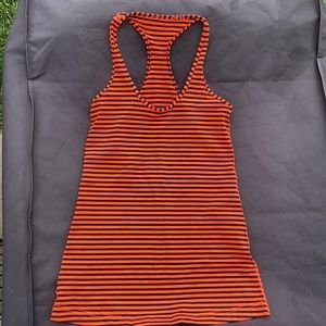 Lululemon Orange and Navy Blue Striped Tank